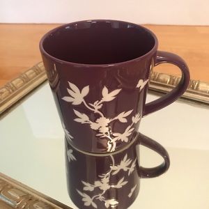Starbucks 2006 Mug Purple Violet w/White Flowers & Butterfly 16 oz. Coffee Tea